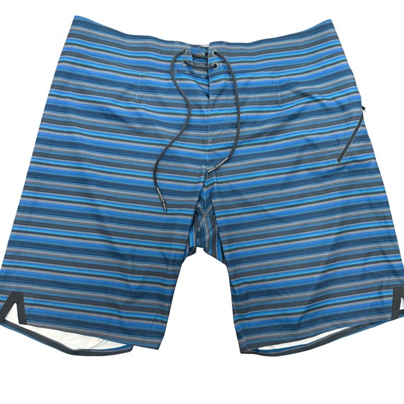 lululemon athletica Other - Lululemon Mens Board Shorts Striped Size 38 Blue Gray Athletic Swim